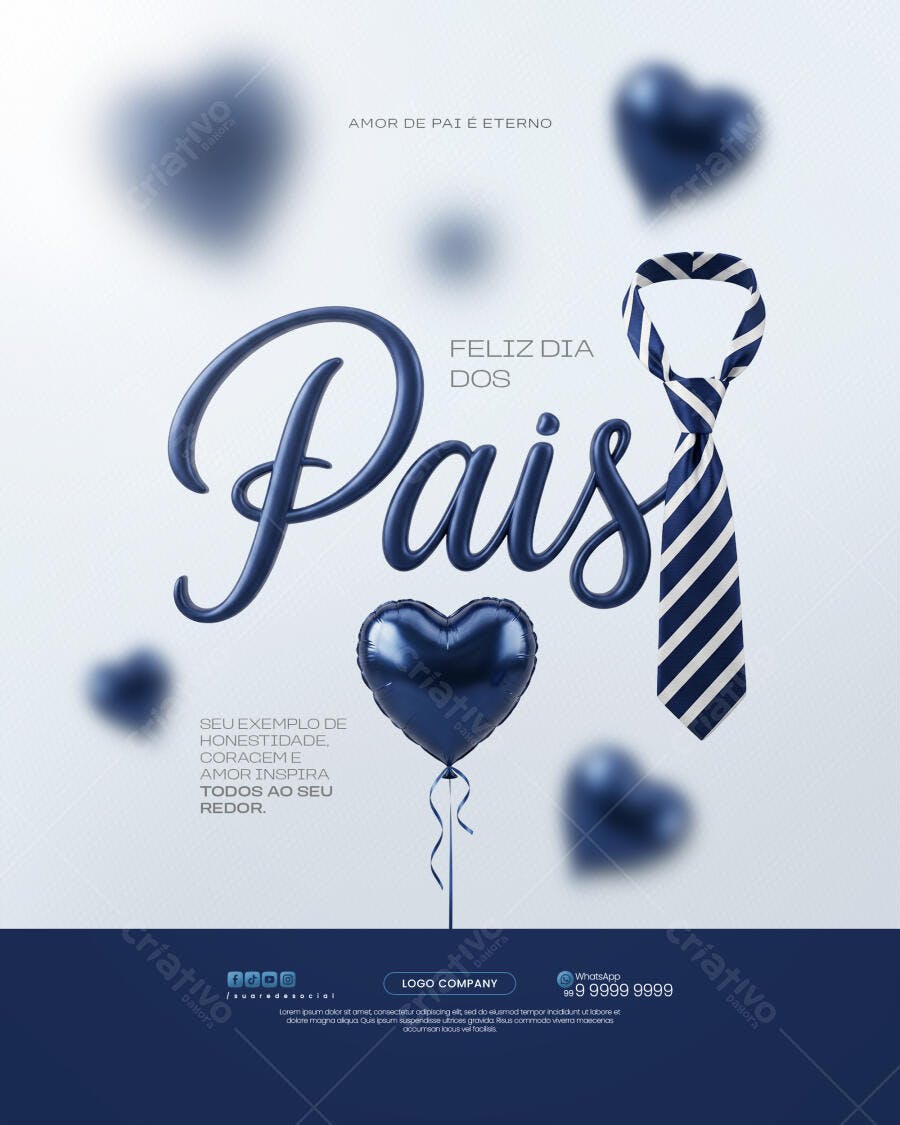 Post Instagram Dia dos Pais Agosto PSD Editável
