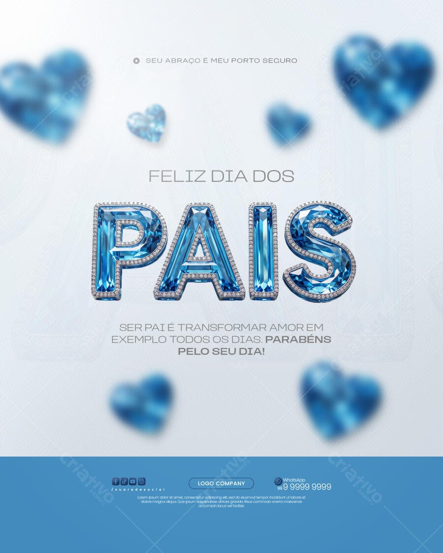 Post Instagram Dia dos Pais Diamantes Azuis PSD Editável