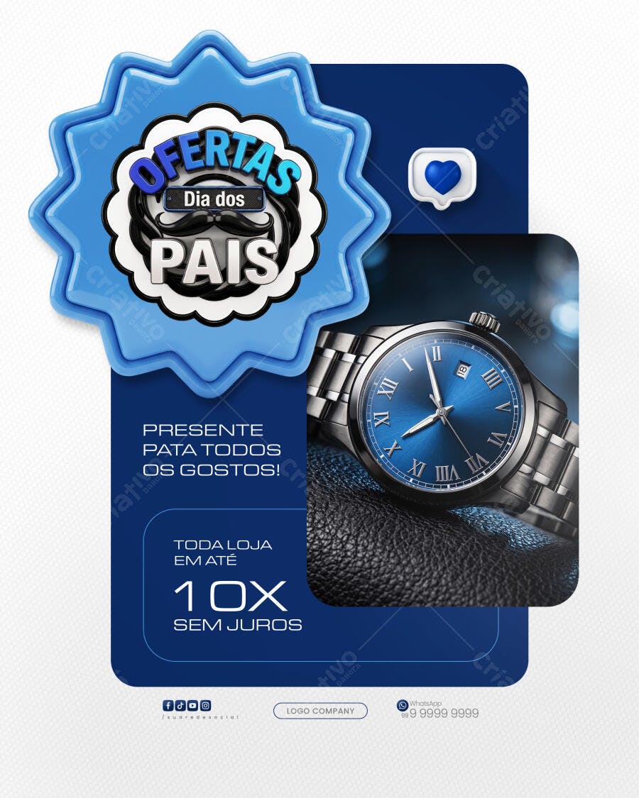 Post Instagram Dia dos Pais Ofertas Loja Masculina PSD Editável