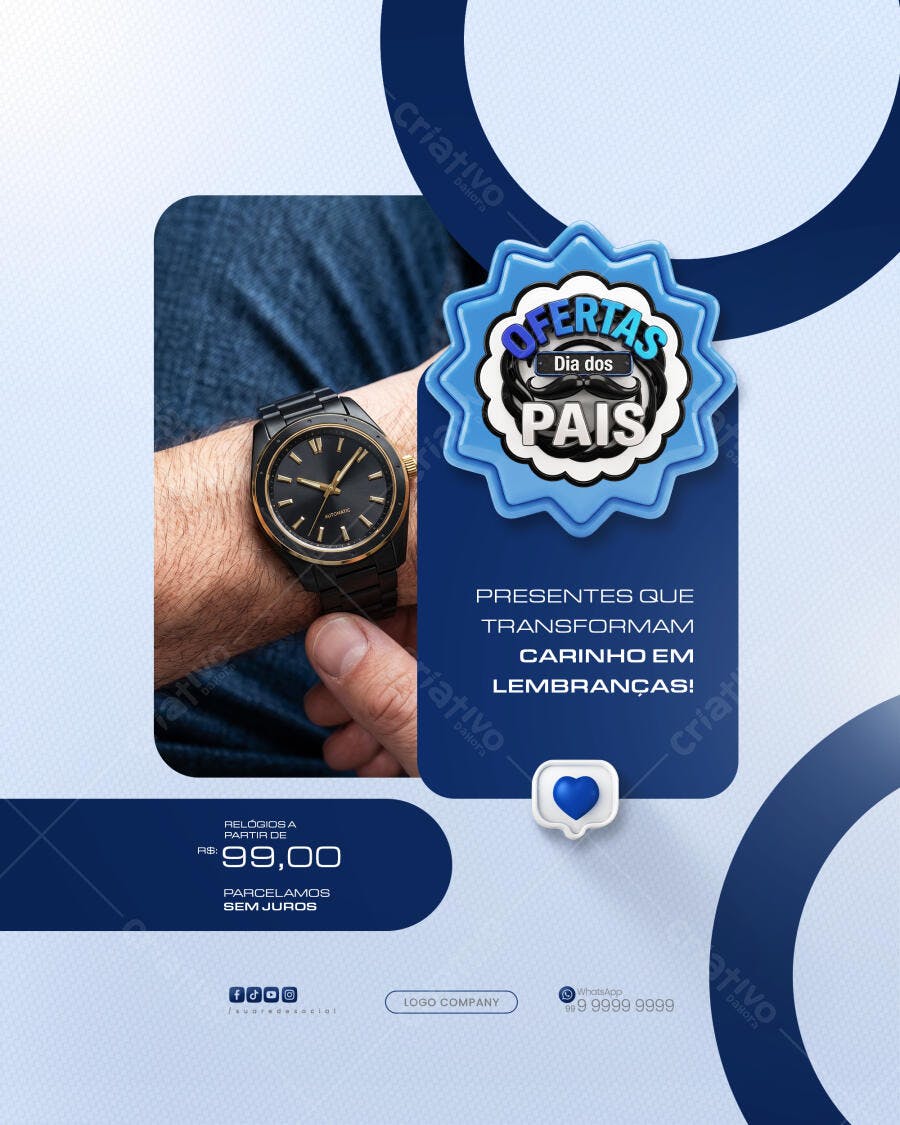 Post Instagram Dia dos Pais Ofertas Relógios PSD Editável