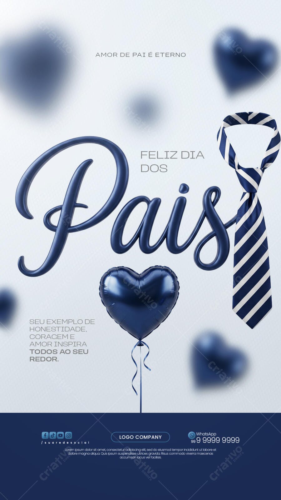Story Dia dos Pais Balões Azuis Gravata PSD Editável