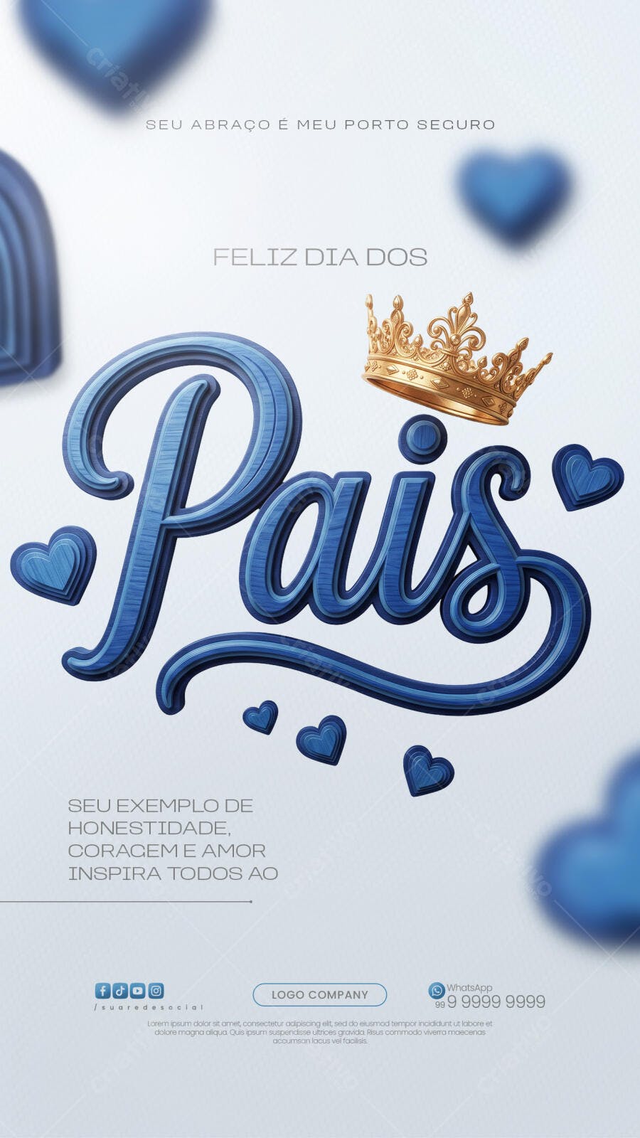Story Dia dos Pais Coroa Azul PSD Editável