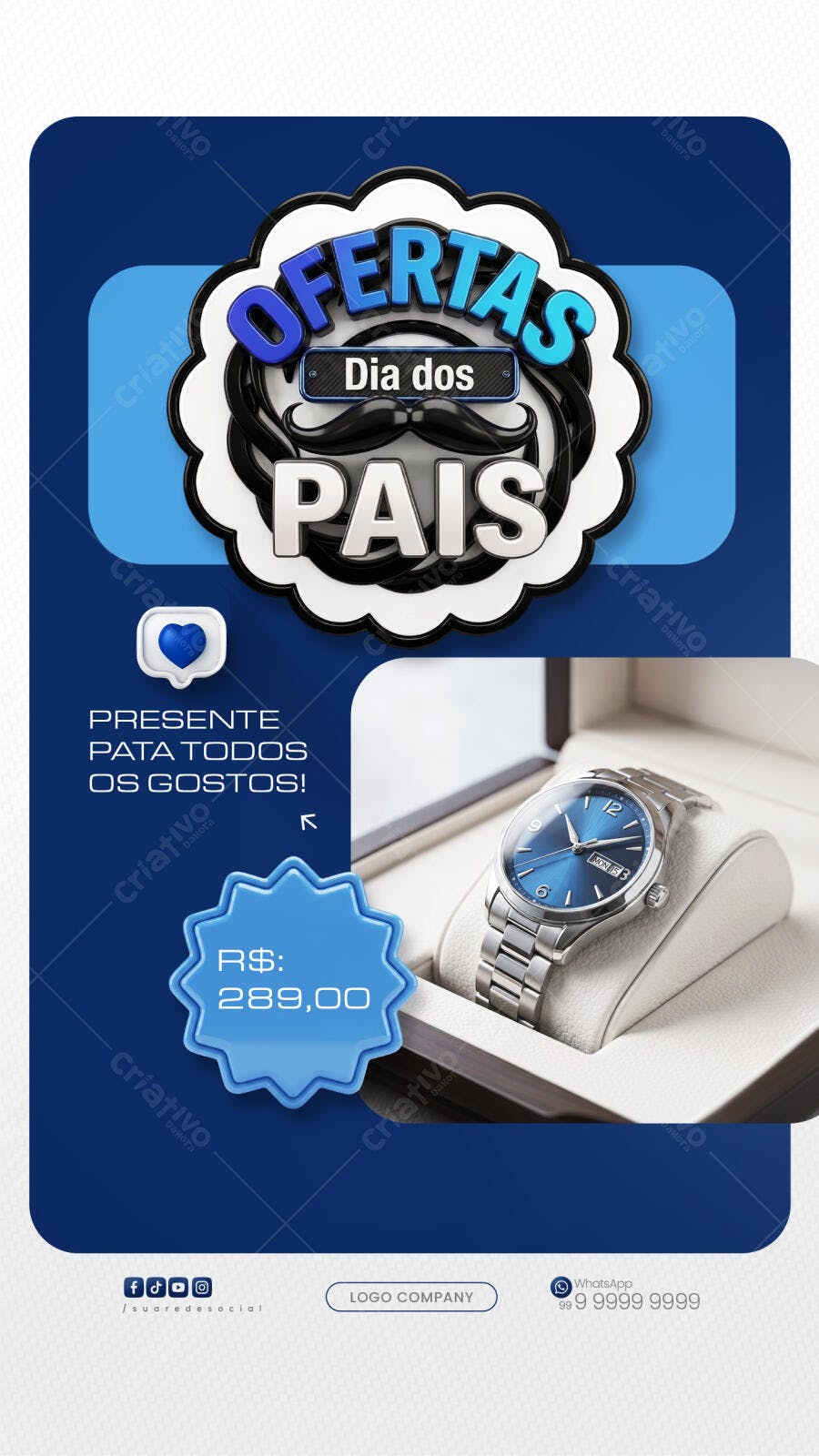 Story Dia dos Pais Ofertas Relógio PSD Editável