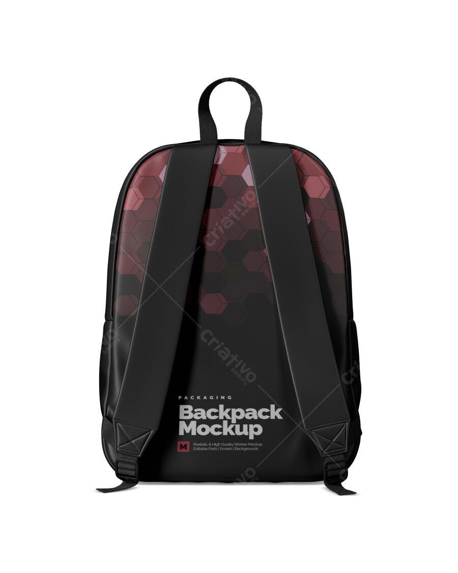 Mockup Mochila Escolar Costas Fundo Branco Editável