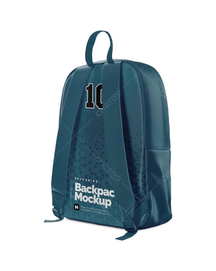 Mockup Mochila Escolar Costas Fundo Branco Editável
