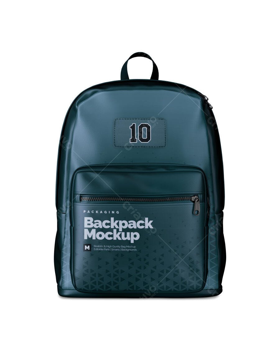 Mockup Mochila Escolar Frontal Fundo Branco Editável