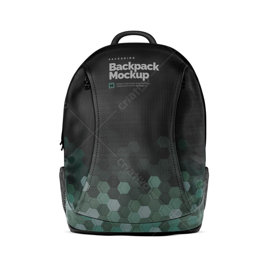 Mockup Mochila Escolar Frontal Fundo Branco Realista Editável