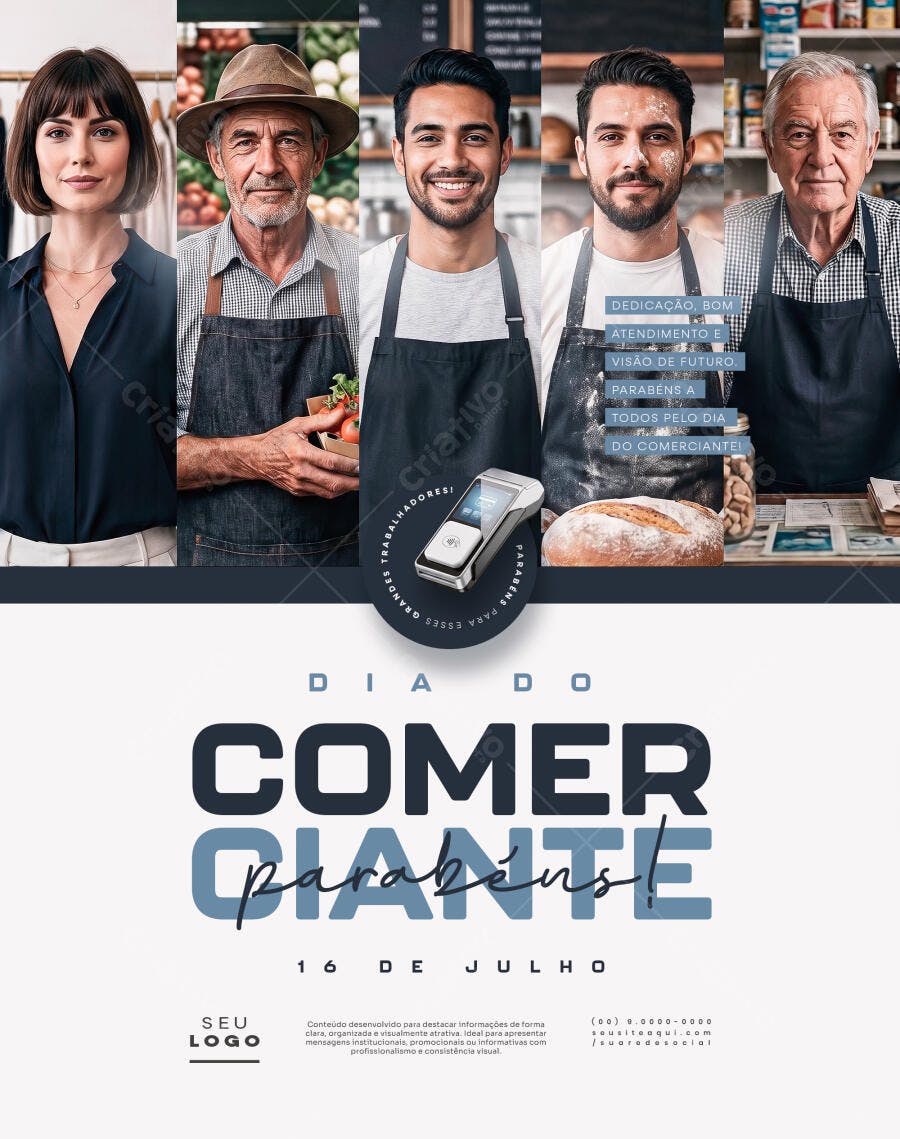 Post Dia do Comerciante 16 de Julho PSD Editável