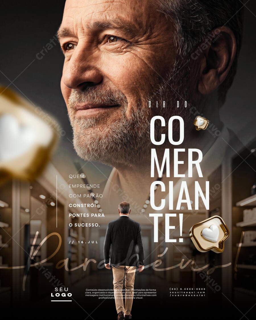 Post Dia do Comerciante Julho PSD Editável