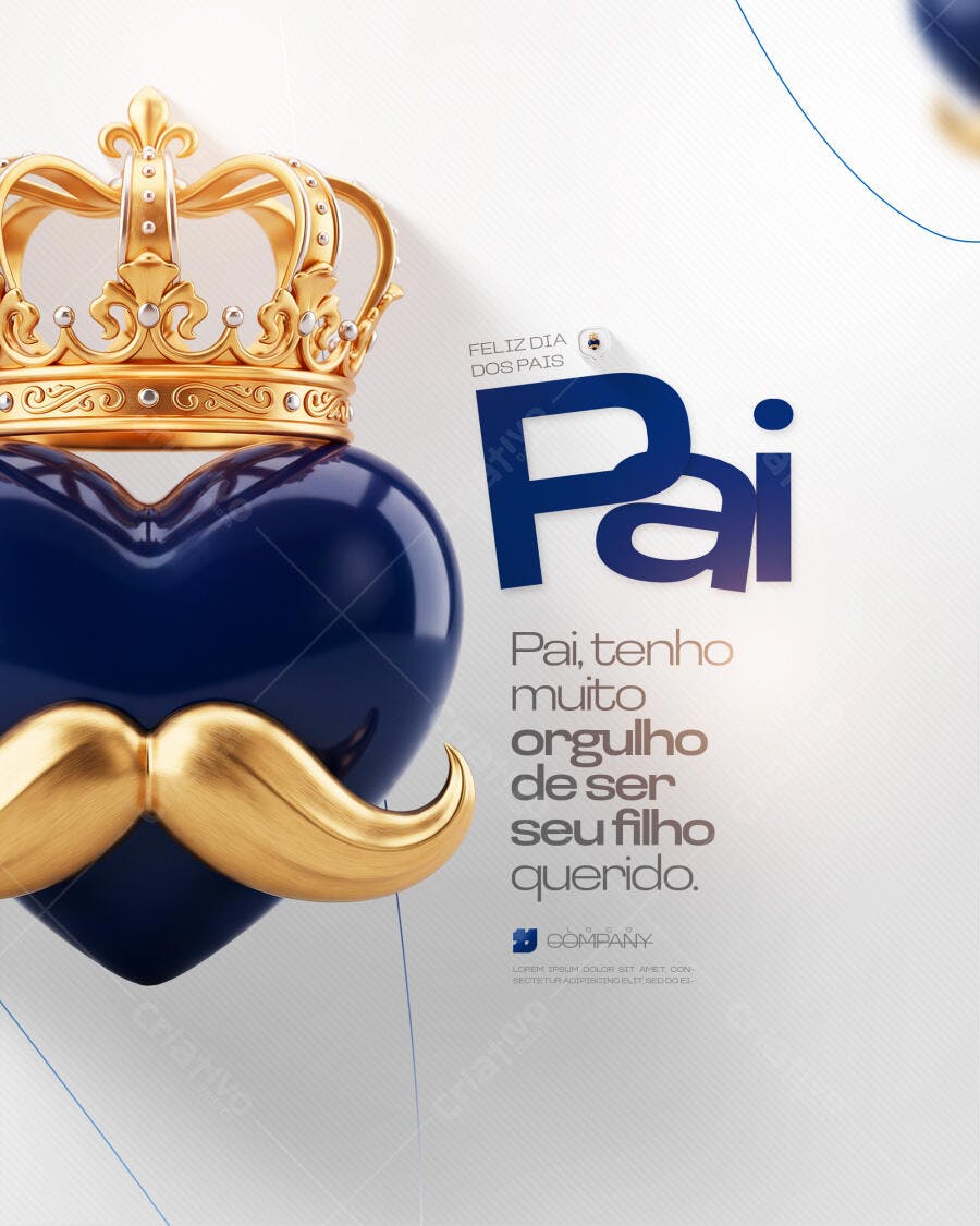 Post Dia dos Pais Agosto Coroa Bigode PSD Editável