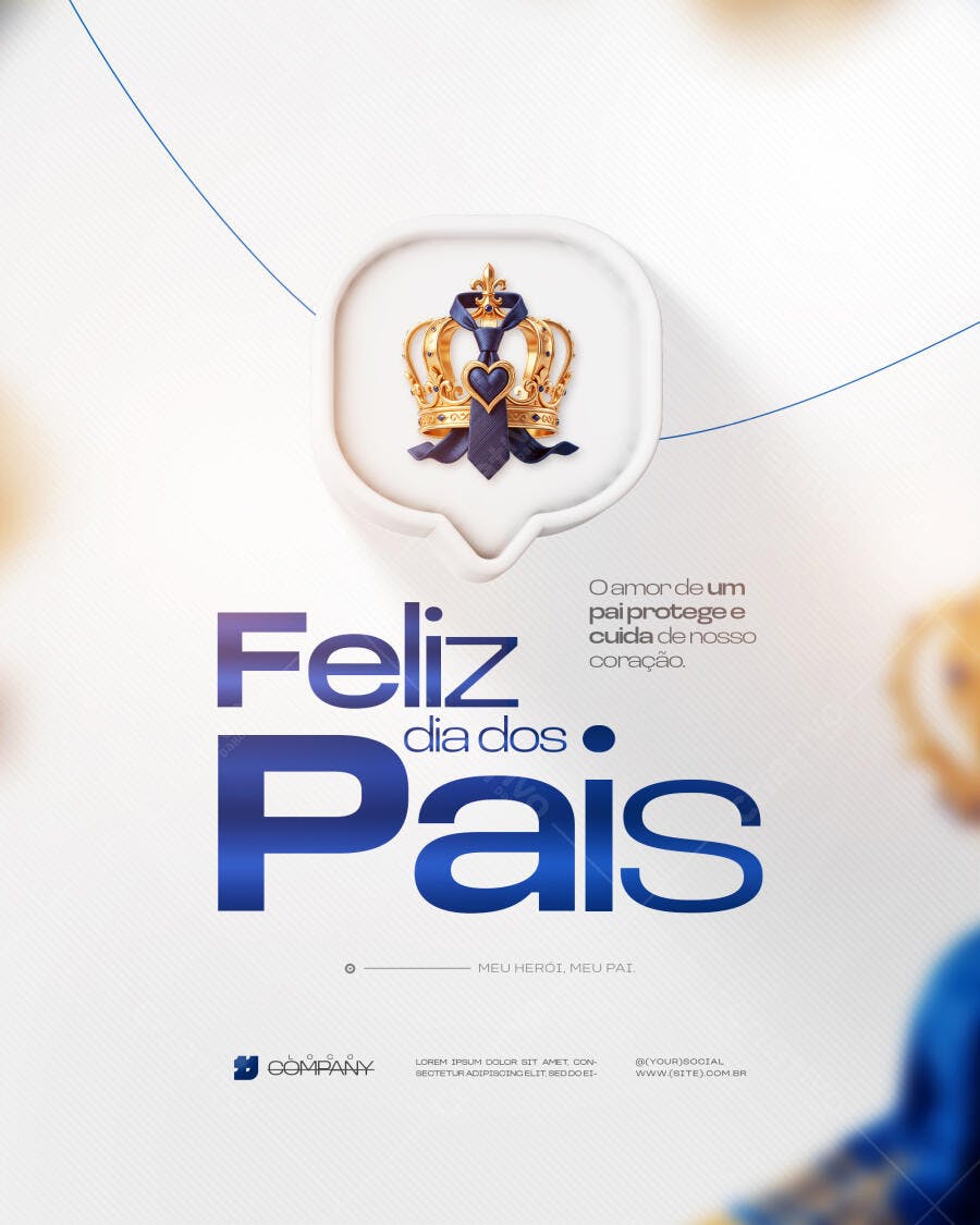 Post Dia dos Pais Coroa Dourada PSD Editável