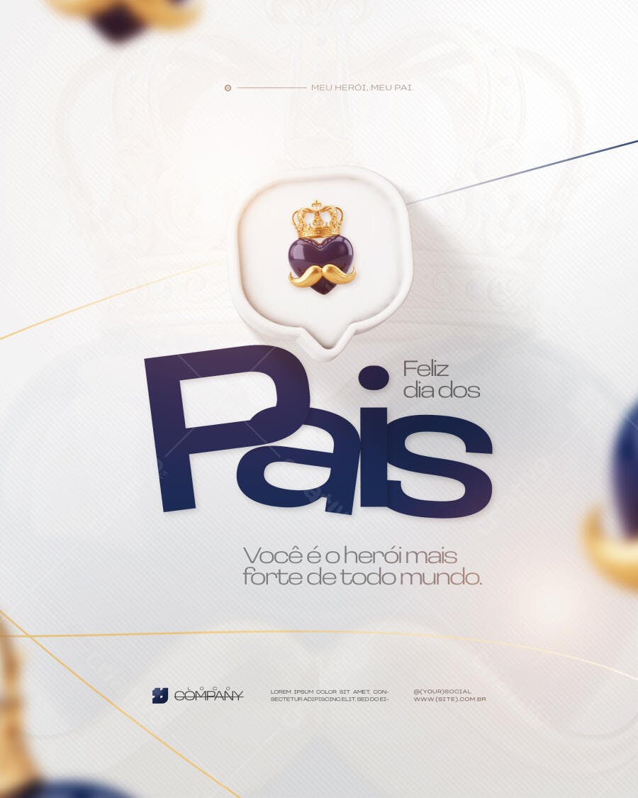 Post Instagram Dia dos Pais Coração Coroa PSD Editável