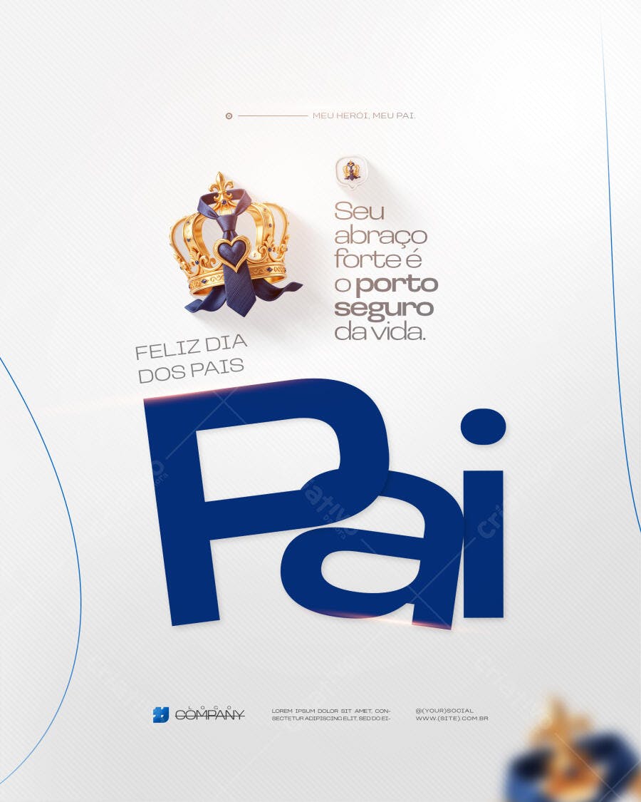 Post Instagram Dia dos Pais Coroa Dourada PSD Editável