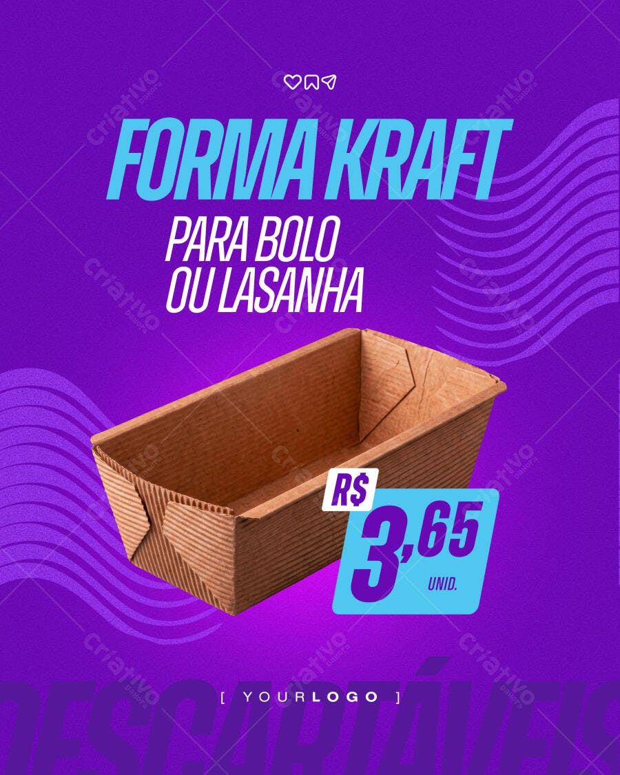 Post Instagram Forma Kraft Bolo Lasanha PSD Editável