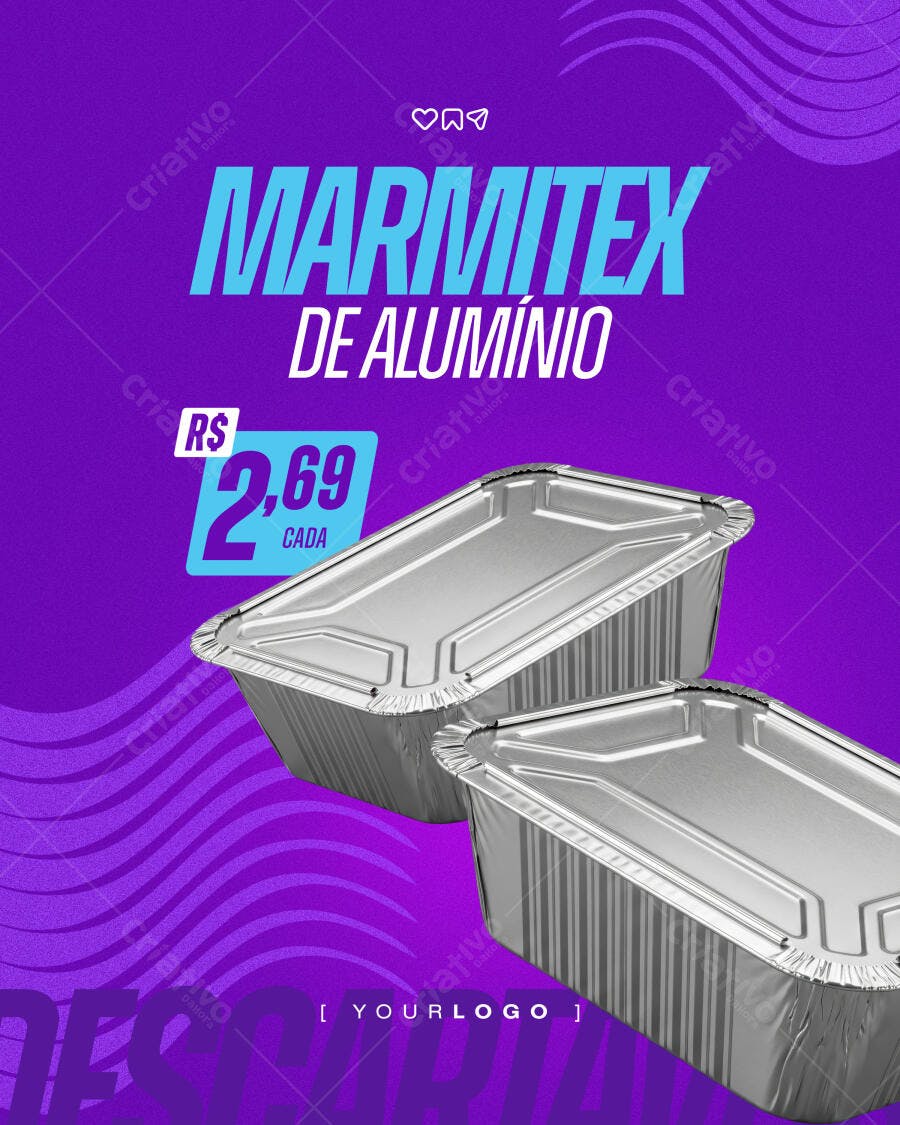 Post Instagram Marmitex de Alumínio Promoção PSD Editável