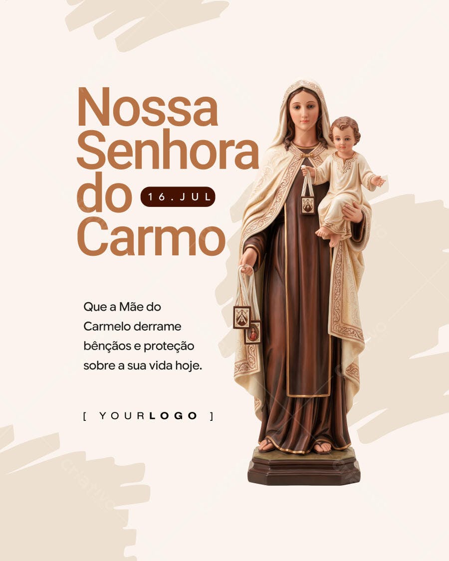 Post Instagram Nossa Senhora do Carmo 16 de Julho PSD Editável