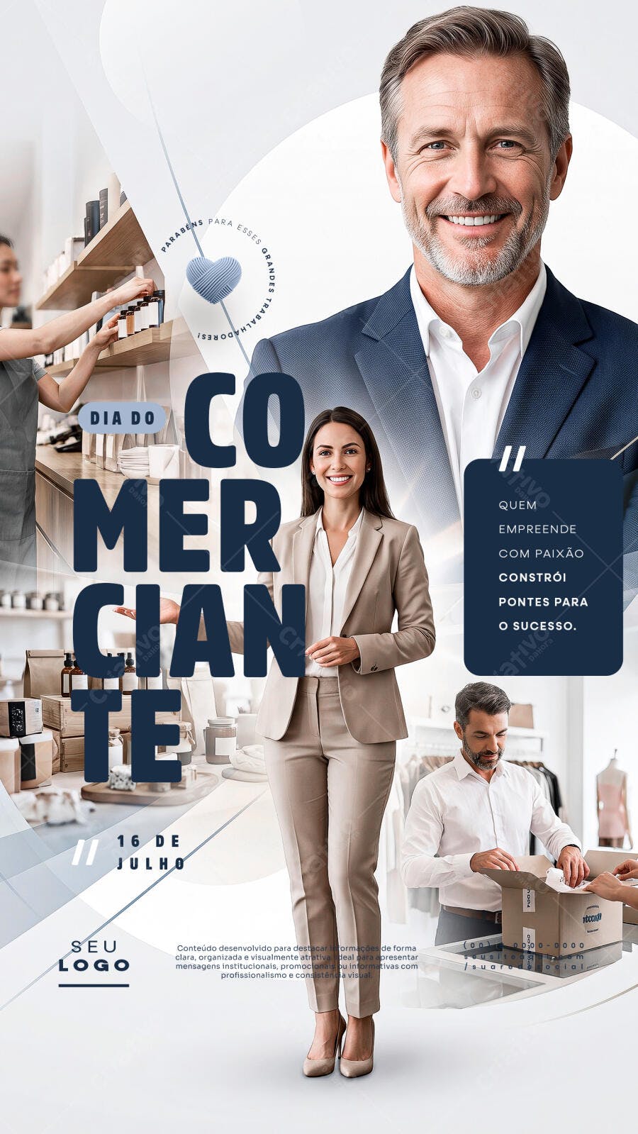 Story Dia do Comerciante 16 de Julho PSD Editável
