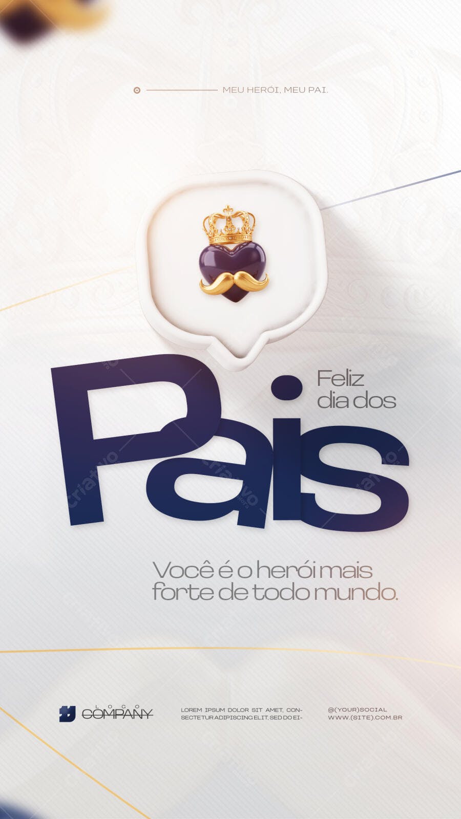 Story Dia dos Pais Coração Bigode PSD Editável