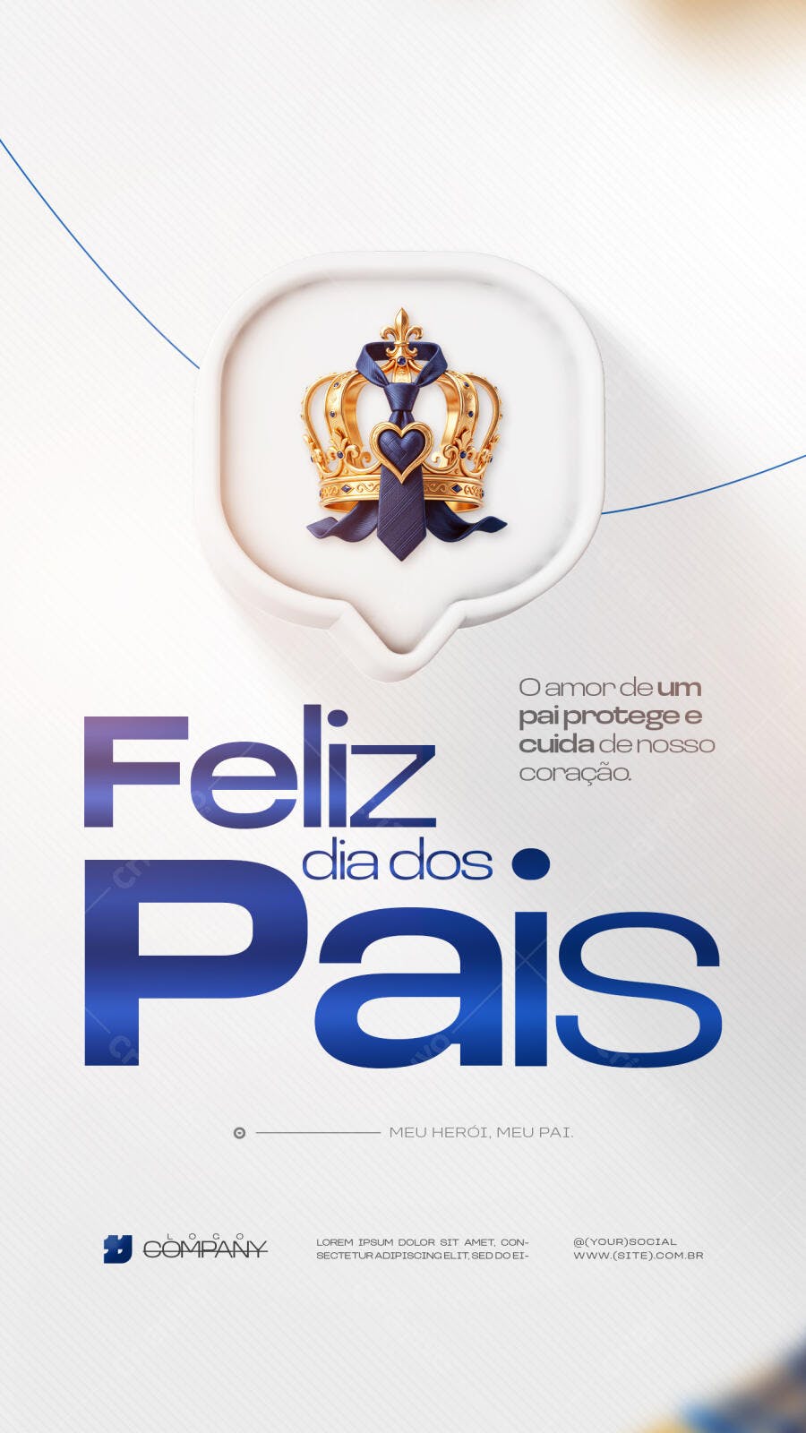 Story Dia dos Pais Coroa Gravata Azul PSD Editável