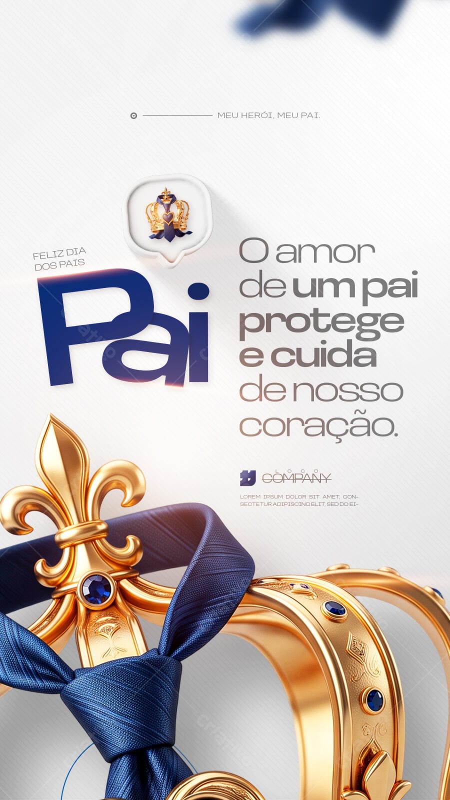 Story Dia dos Pais Coroa Gravata Azul PSD Editável
