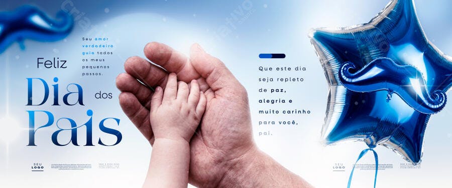 Banner Dia dos Pais Agosto Mãos Carinho PSD Editável