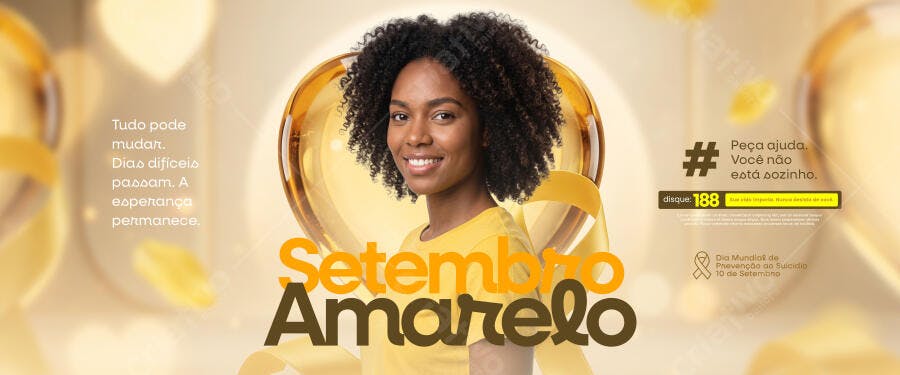Banner Setembro Amarelo Prevenção Suicídio PSD Editável
