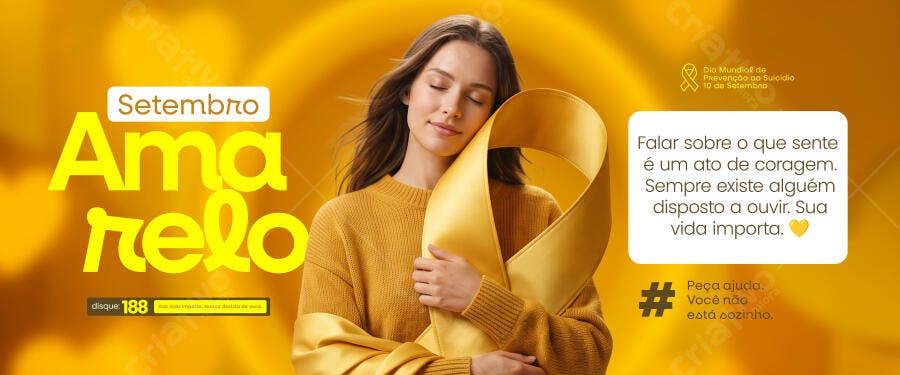 Banner Setembro Amarelo Prevenção Suicídio PSD Editável