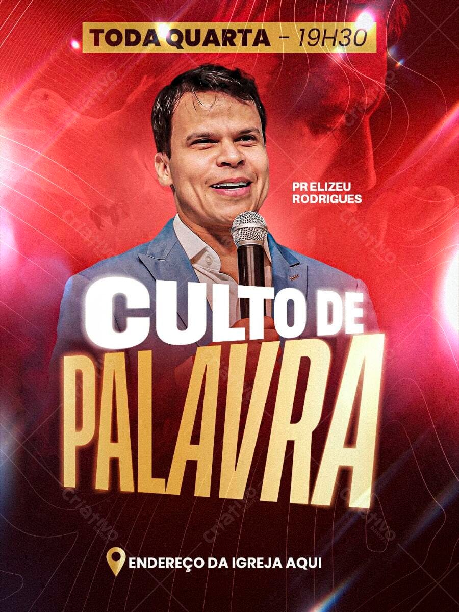 Flyer Culto de Palavra Igreja Evangélica PSD Editável