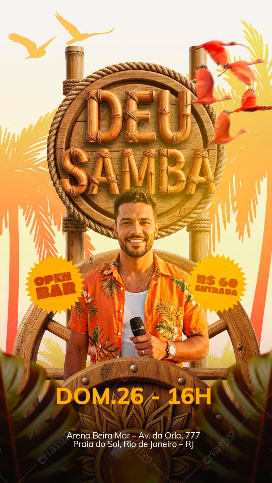 Flyer Deu Samba Evento Tropical PSD Editável