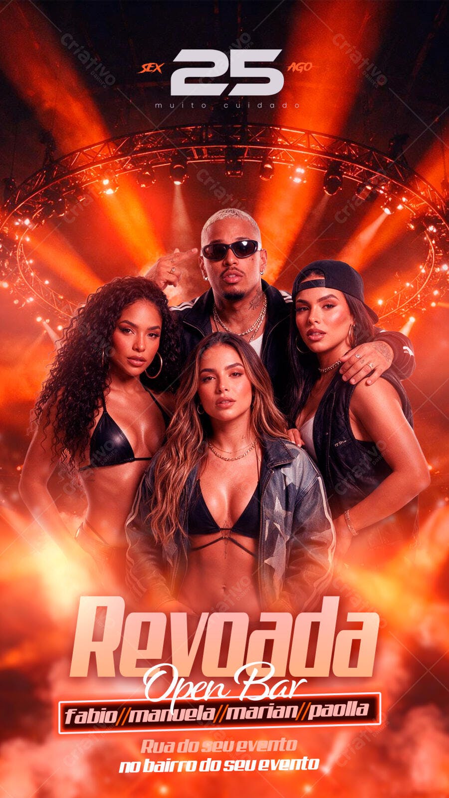 Flyer Revoada Open Bar Festa Agosto PSD Editável