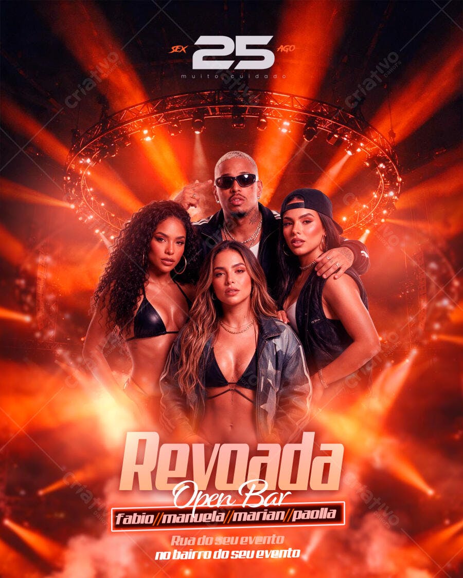 Flyer Revoada Open Bar Festa Balada PSD Editável