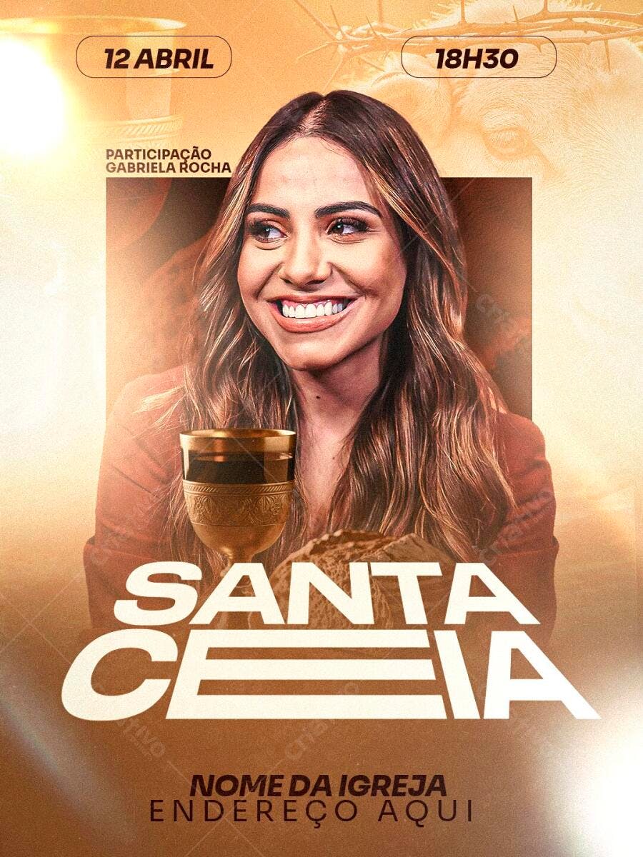 Flyer Santa Ceia Igreja Evangélica PSD Editável