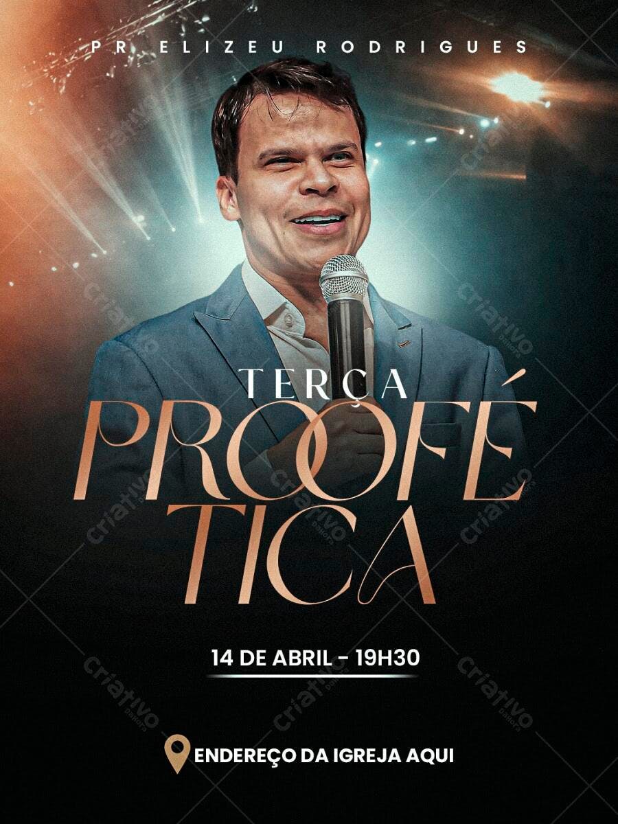 Flyer Terça Profética Igreja Evangélica PSD Editável