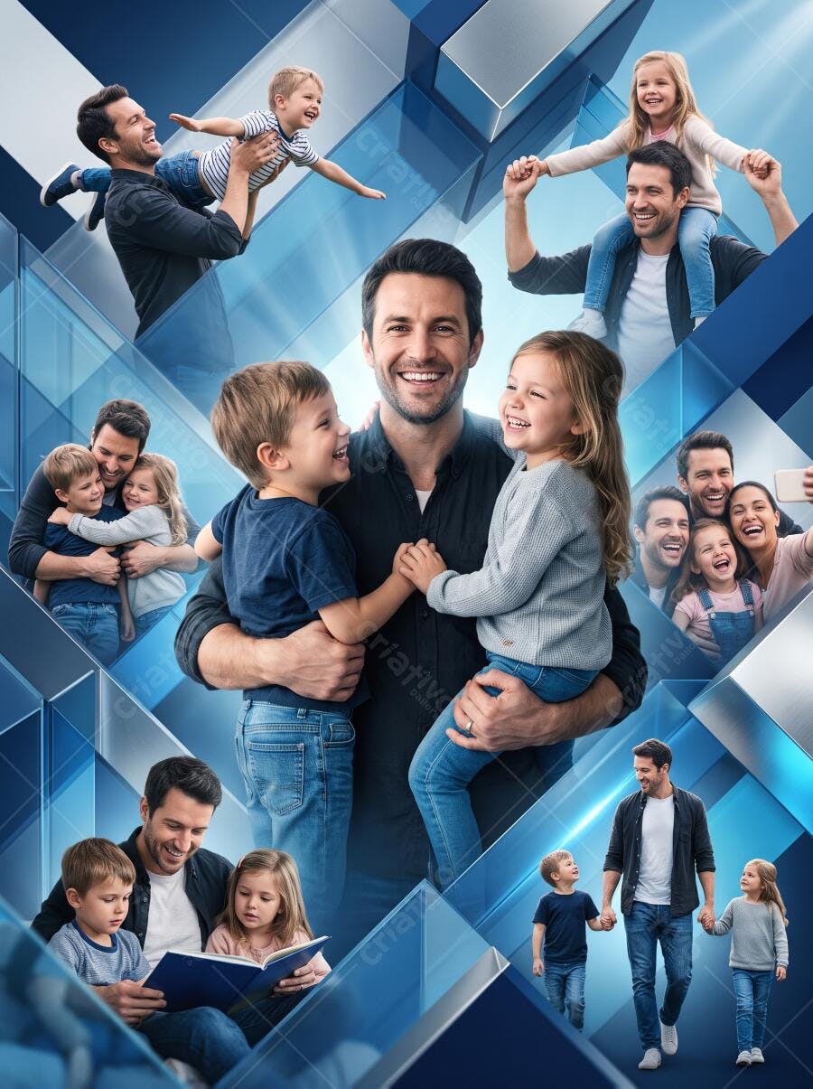 Foto Dia dos Pais Família Feliz Brincando Crianças Brancas