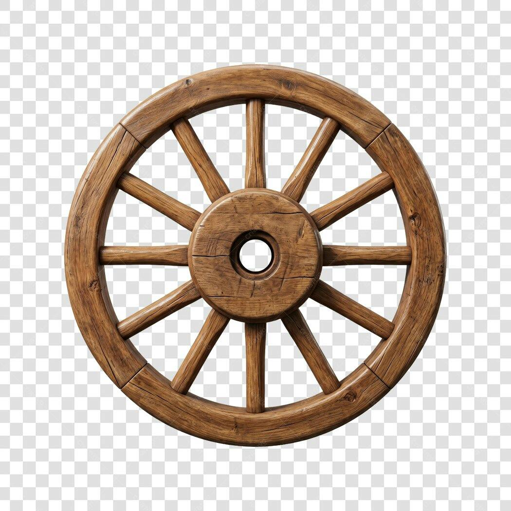 Foto Recortada Roda de Carroça Antiga PNG Fundo Transparente
