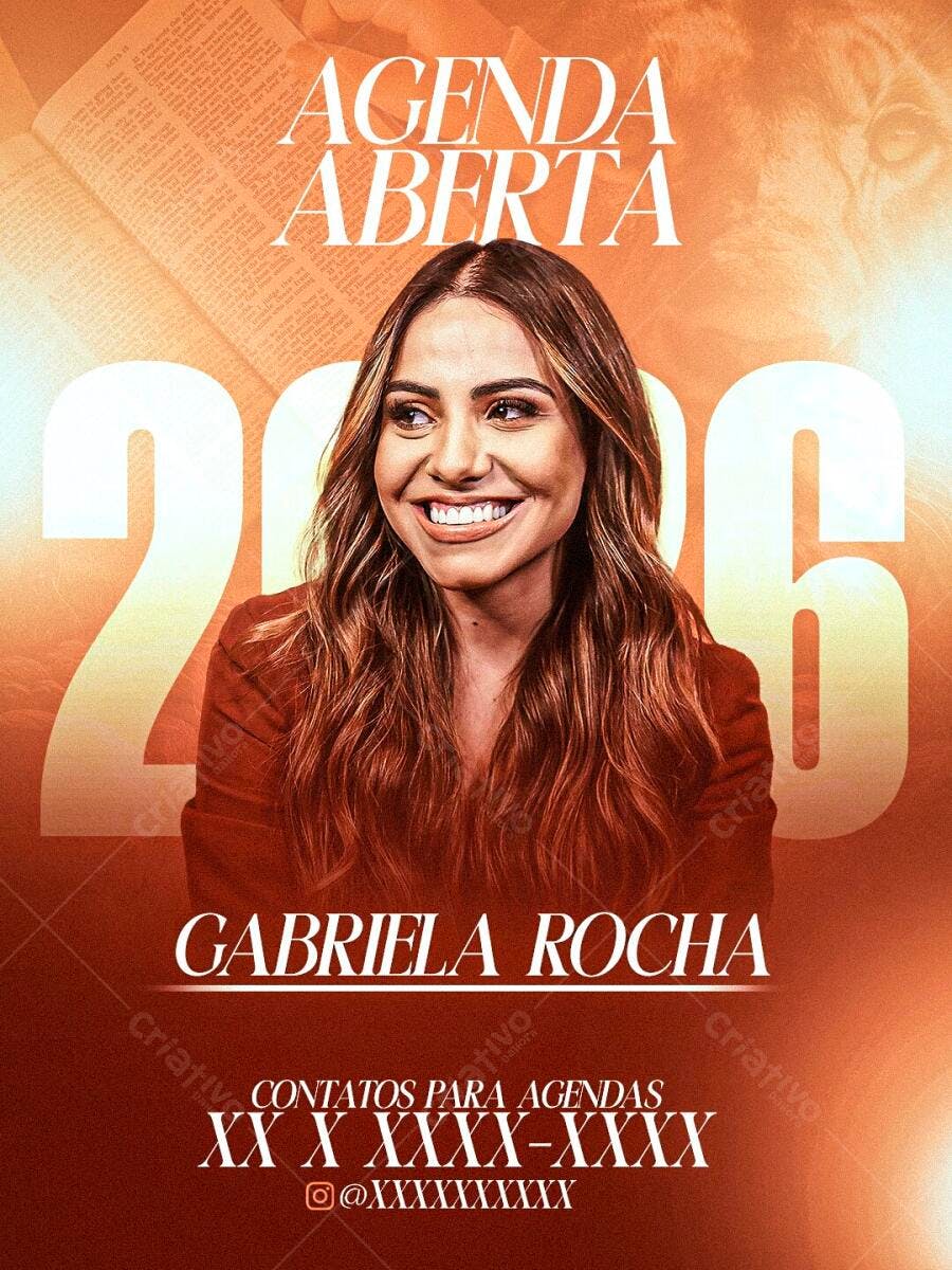 Post Instagram Agenda Aberta Cantora Gospel PSD Editável