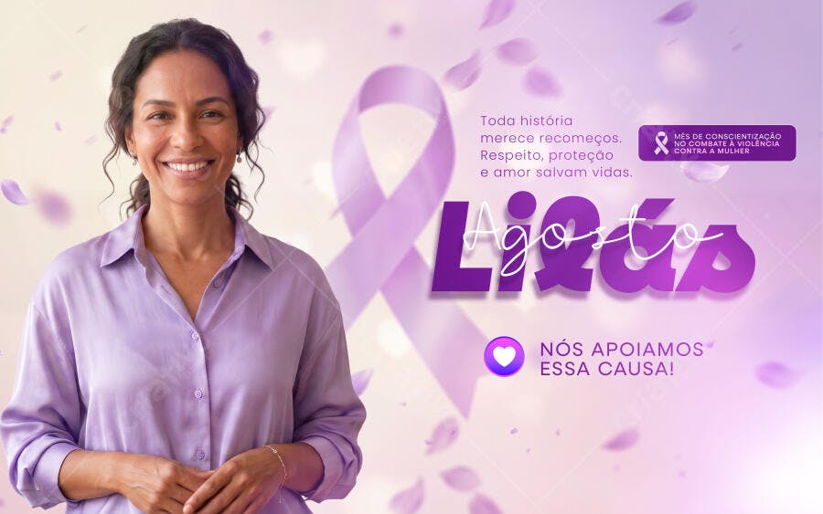 Post Instagram Agosto Lilás Conscientização PSD Editável