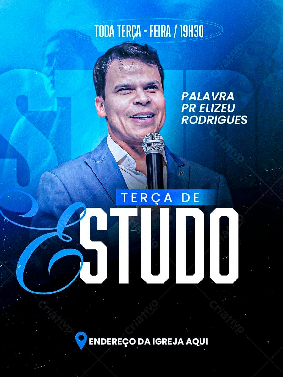Post Instagram Estudo Bíblico Igreja PSD Editável