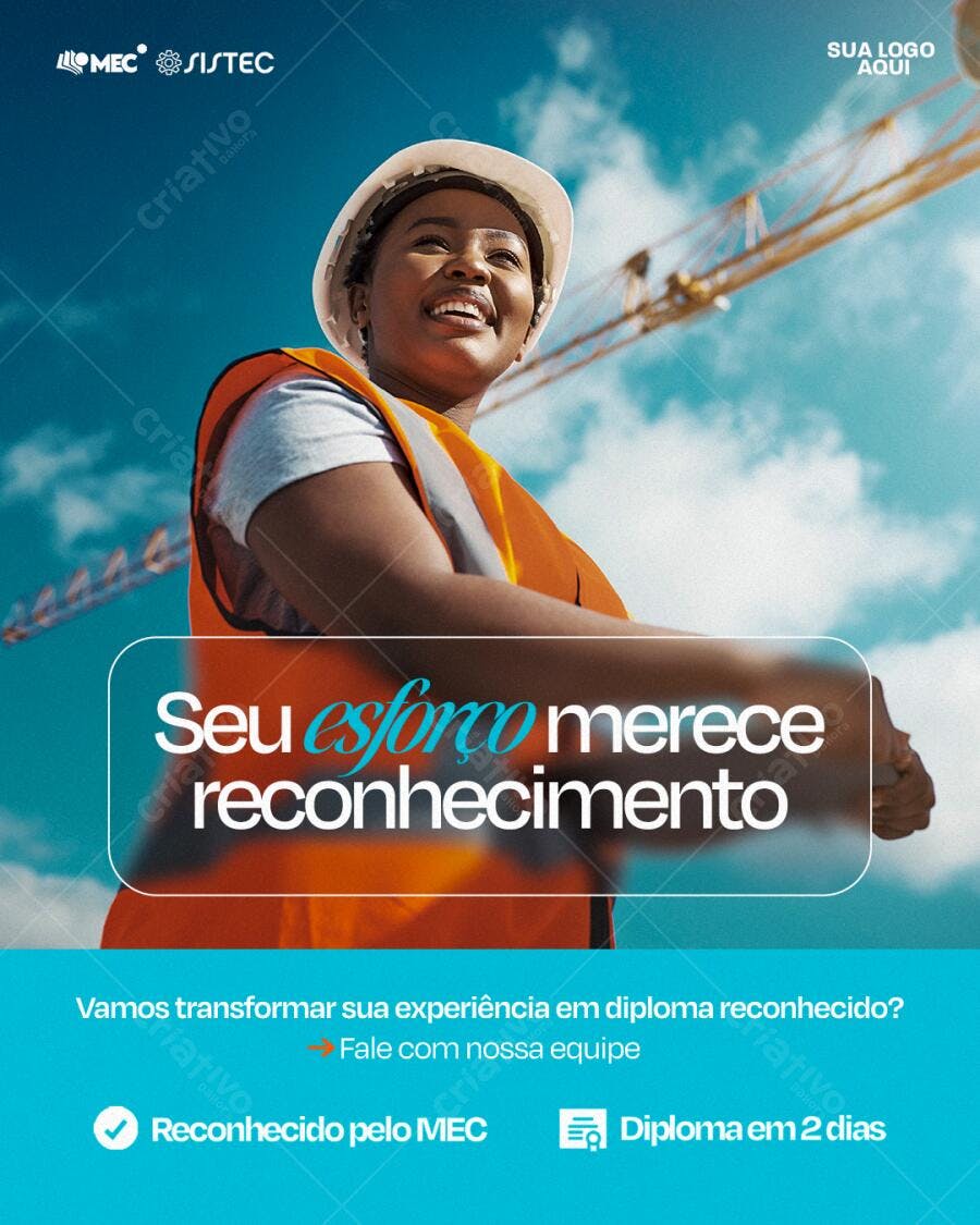 Post Instagram Reconhecimento Profissional Educação PSD Editável