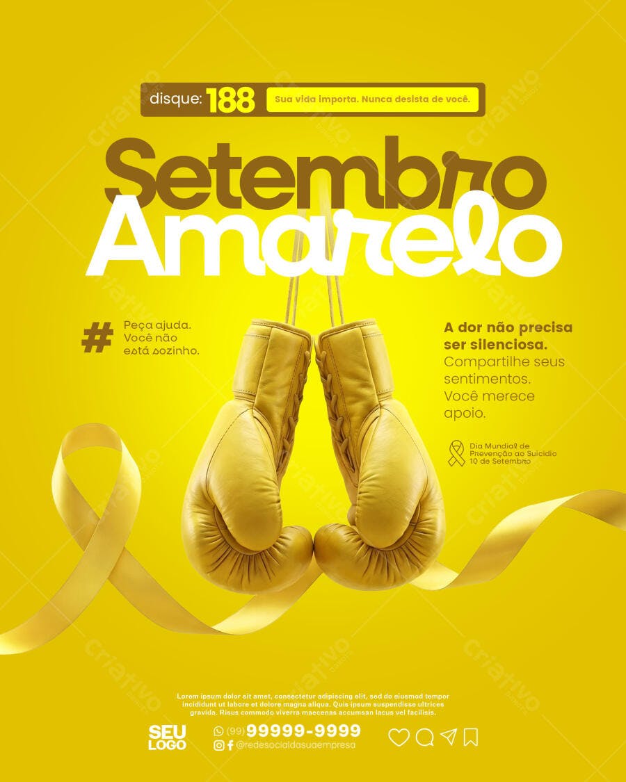 Post Setembro Amarelo Conscientização PSD Editável