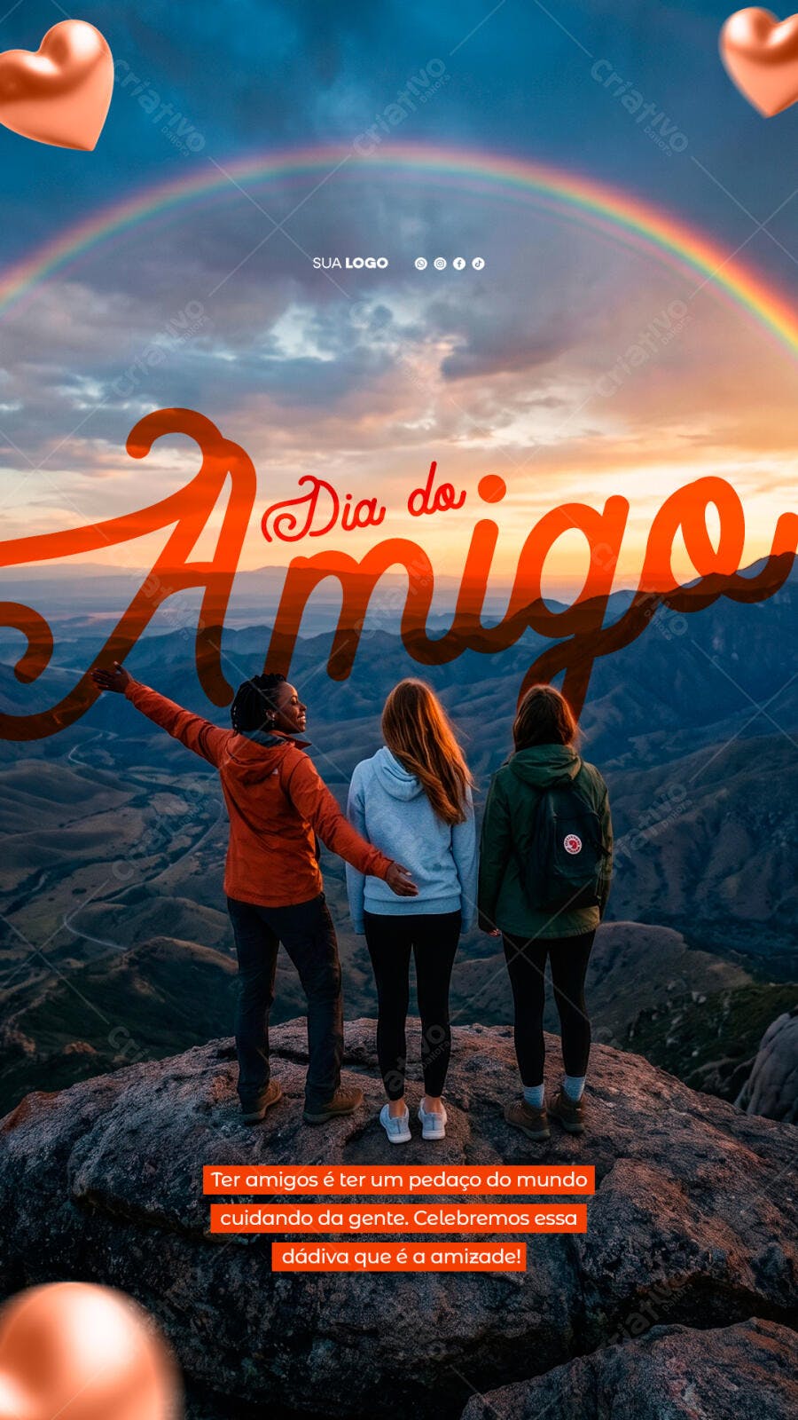 Story Instagram Dia do Amigo Julho PSD Editável