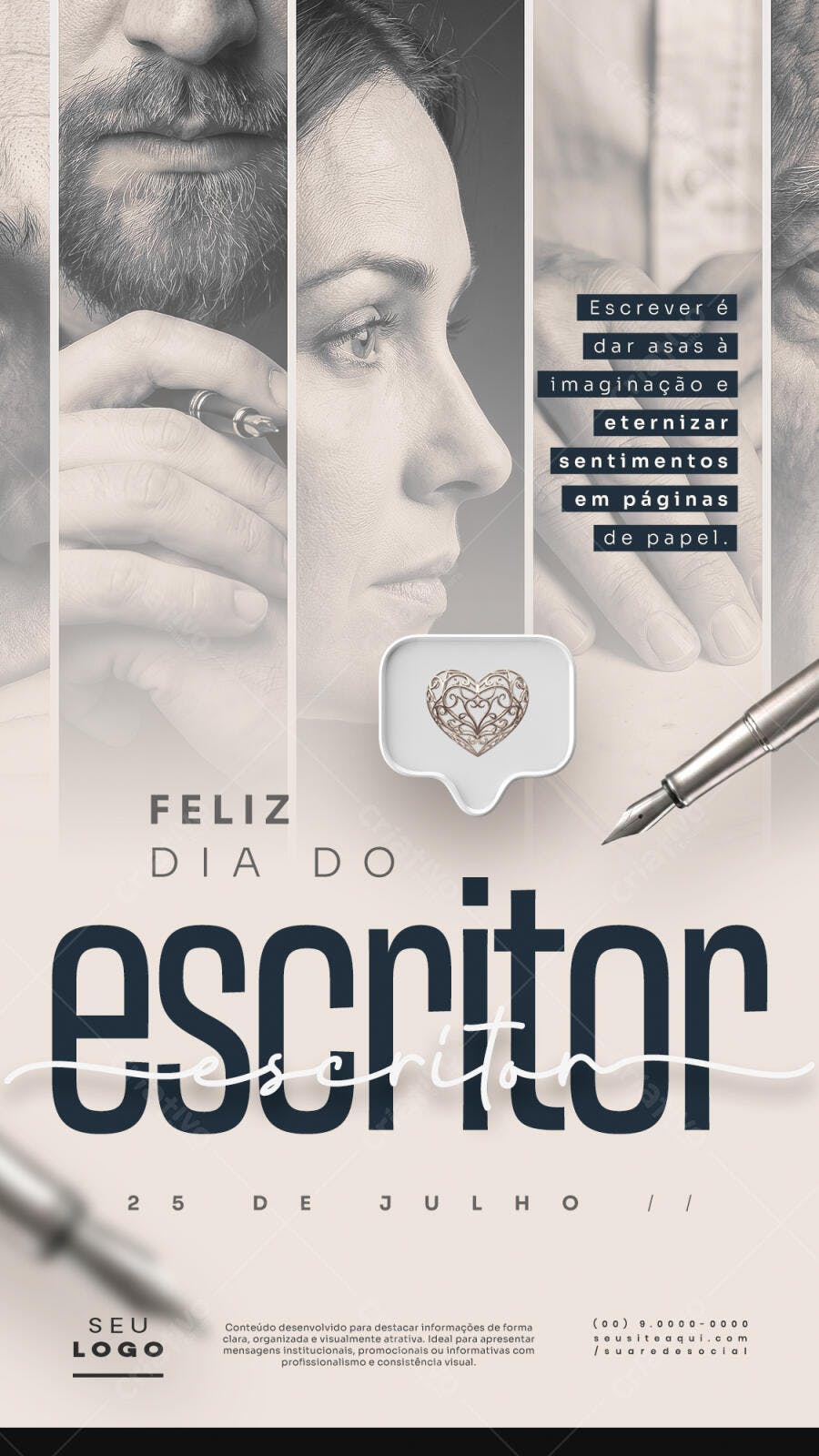 Story Instagram Dia do Escritor 25 de Julho PSD Editável