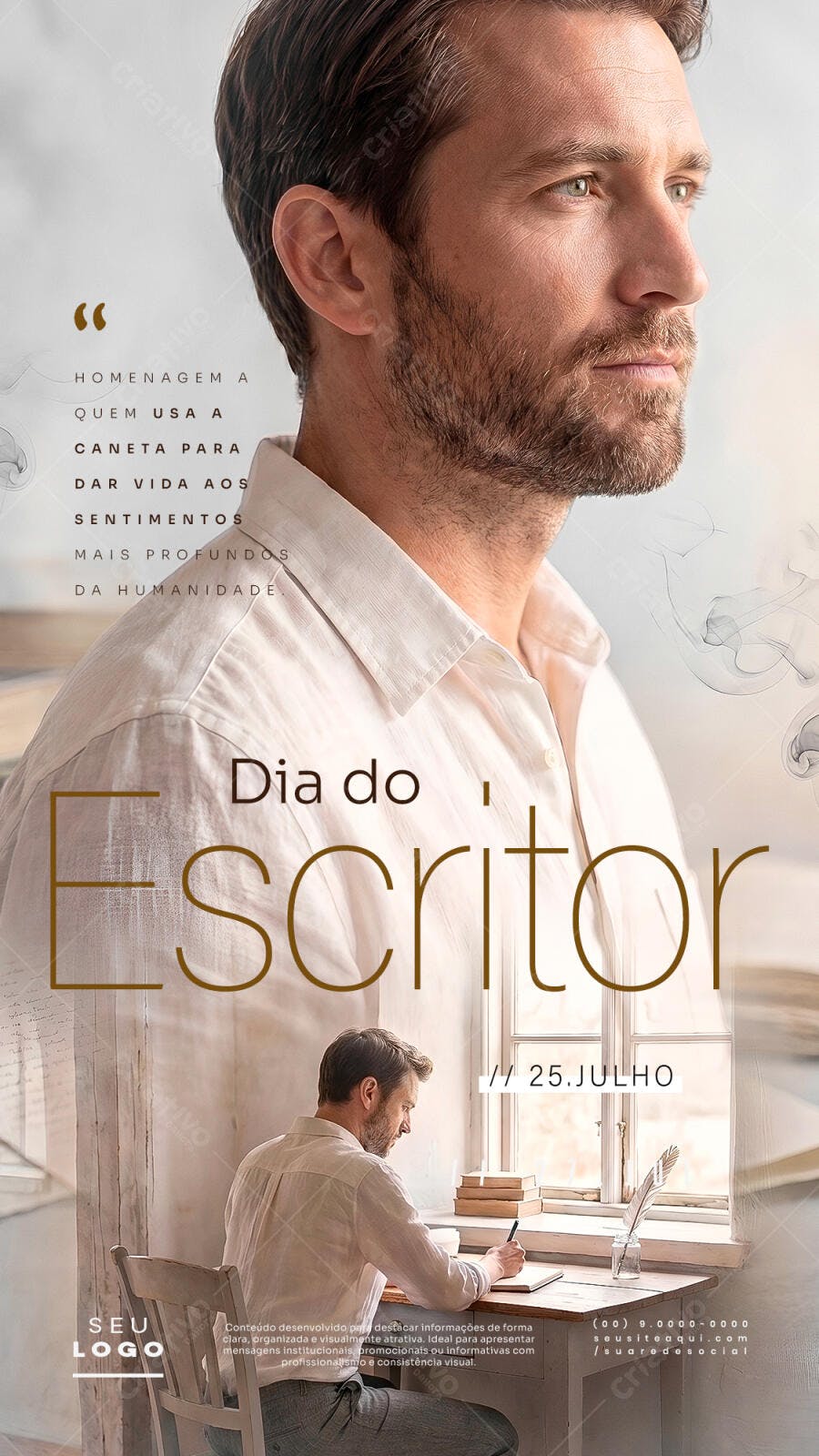 Story Instagram Dia do Escritor 25 Julho PSD Editável