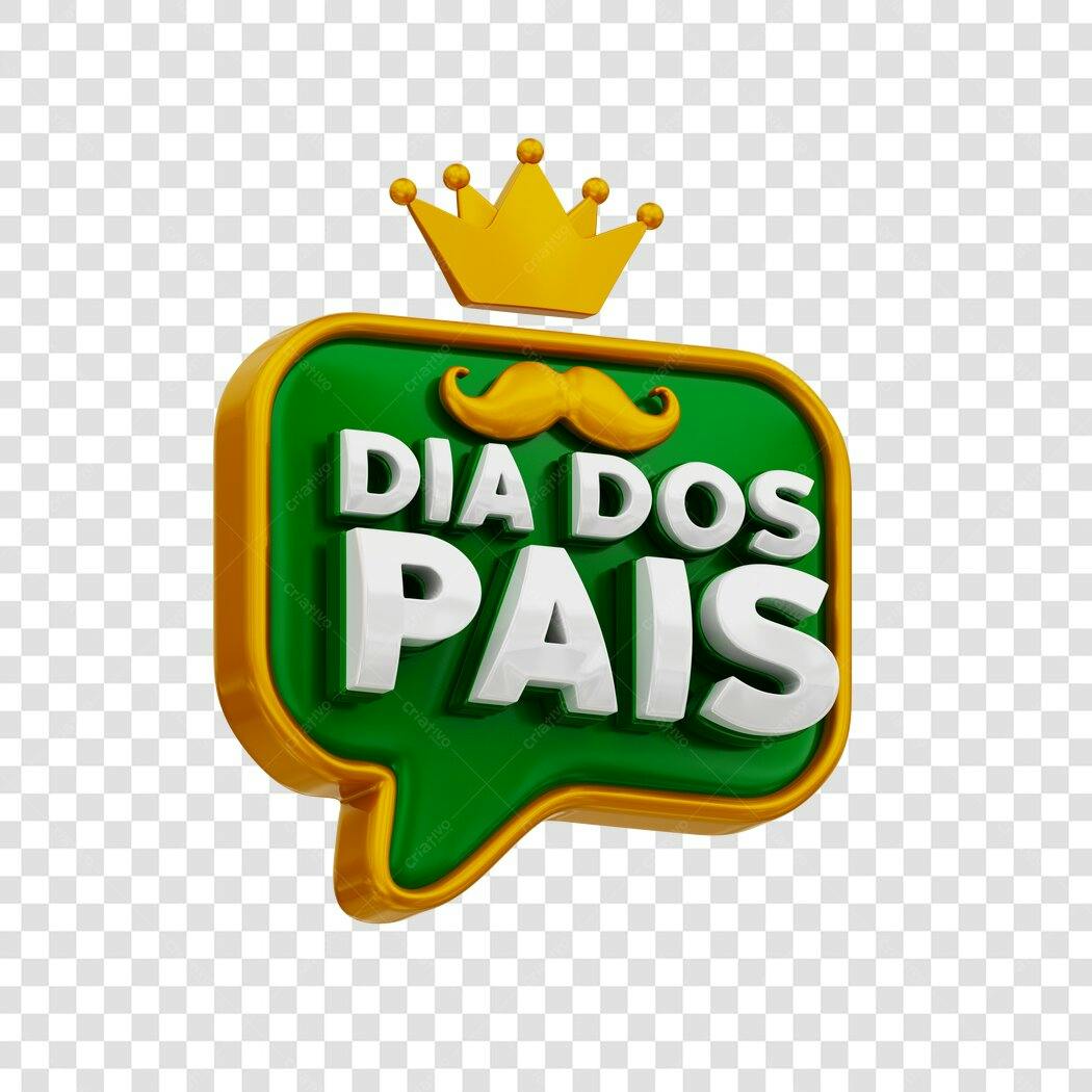 Elemento 3D Dia dos Pais Agosto Bigode Coroa PNG Fundo Transparente