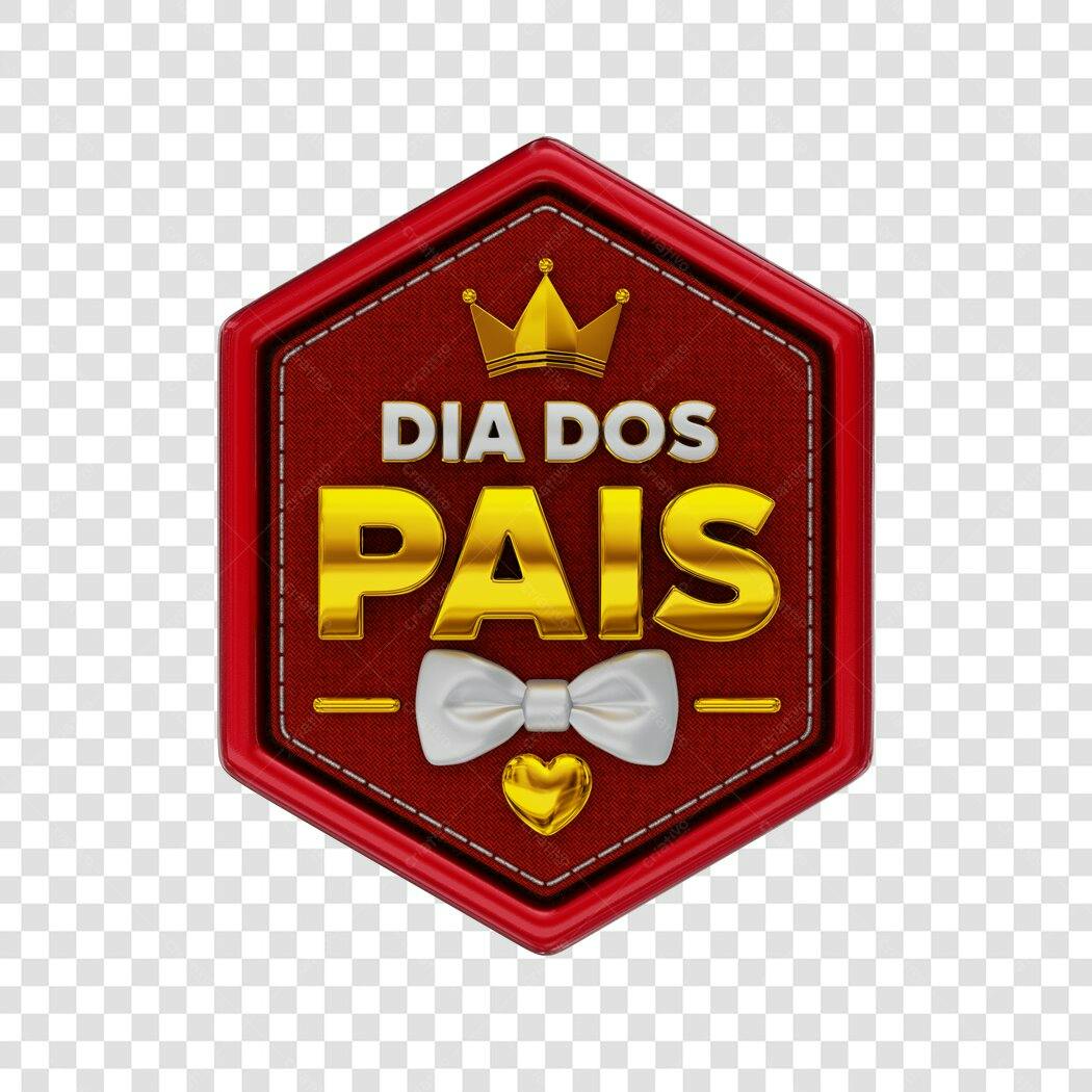 Elemento 3D Dia dos Pais Agosto Coroa Laço PNG Fundo Transparente