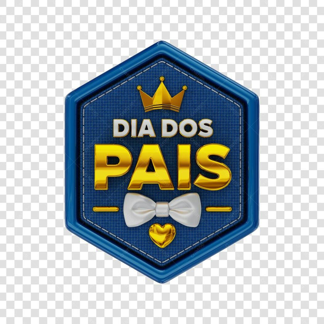 Elemento 3D Dia dos Pais Agosto Coroa Laço PNG Fundo Transparente