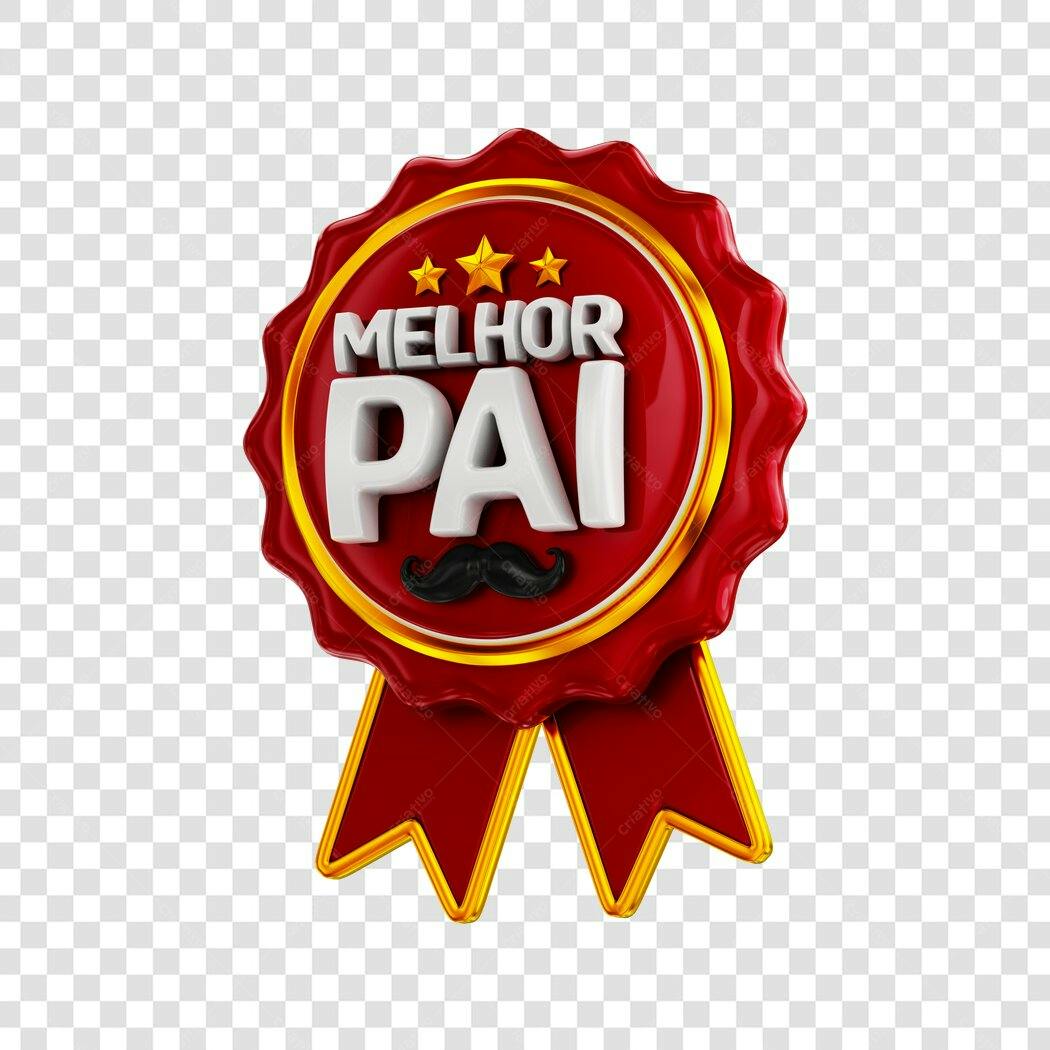 Elemento 3D Dia dos Pais Agosto Melhor Pai PNG Fundo Transparente