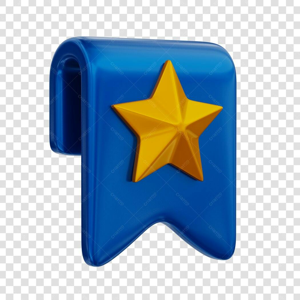 Elemento 3D Marcador Favorito Estrela Dourada PNG Fundo Transparente