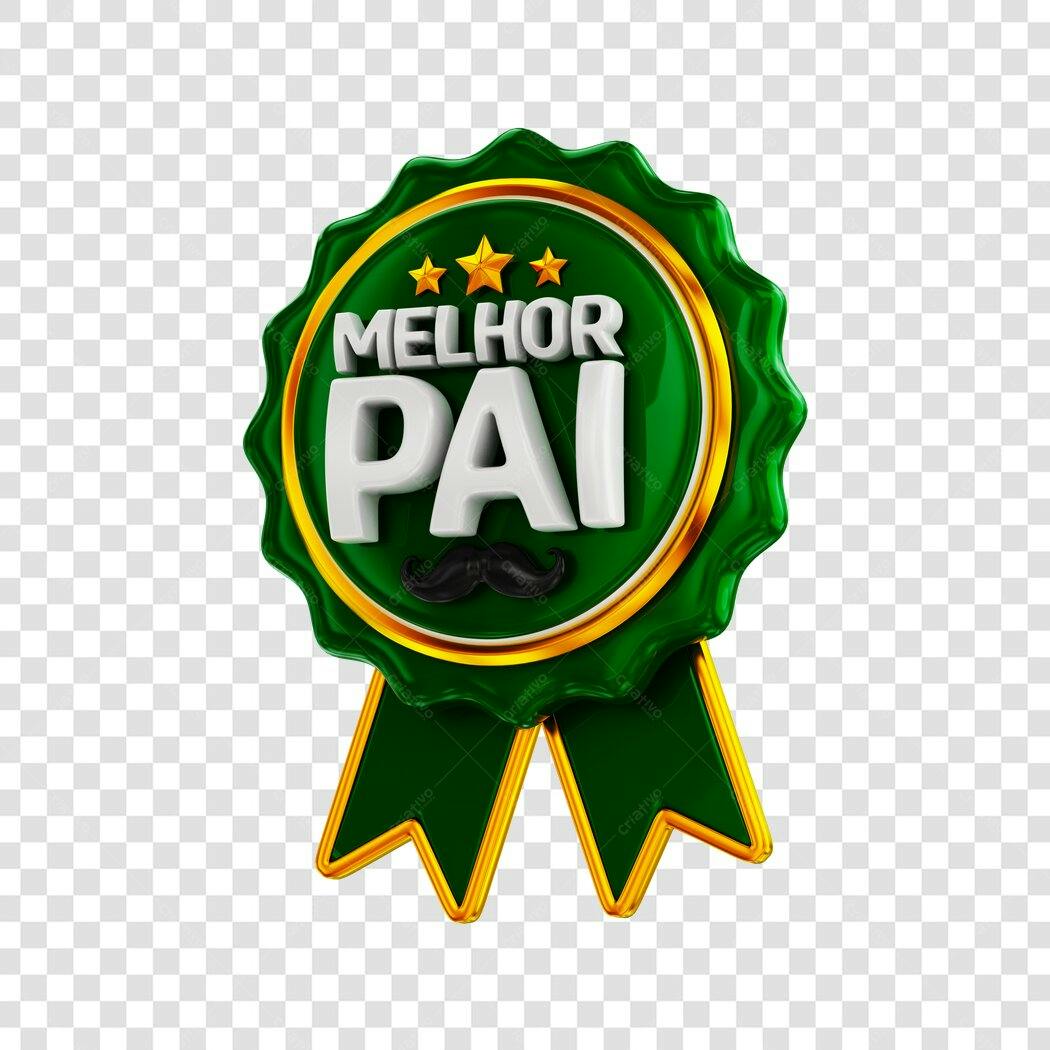 Elemento 3D Medalha Melhor Pai Agosto PNG Fundo Transparente