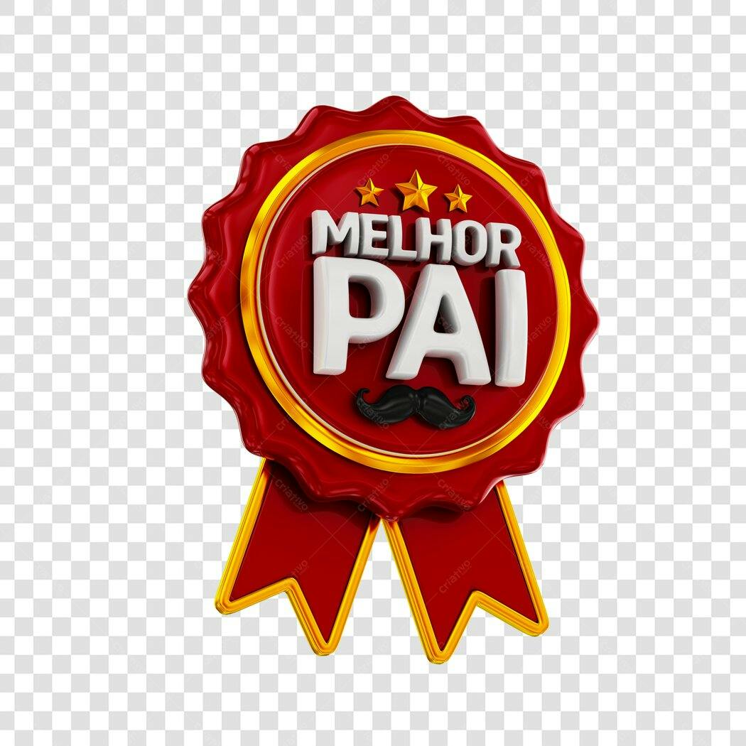 Elemento 3D Medalha Melhor Pai Agosto PNG Fundo Transparente